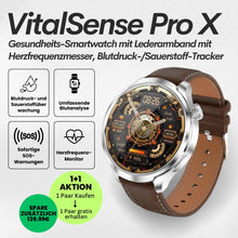 Load image into Gallery viewer, VitalSense Pro X - Gesundheits-Smartwatch mit Lederarmband (2025) - Sonderaktion 1+1 Gratis
