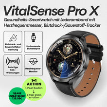 Load image into Gallery viewer, VitalSense Pro X - Gesundheits-Smartwatch mit Lederarmband (2025) - Sonderaktion 1+1 Gratis