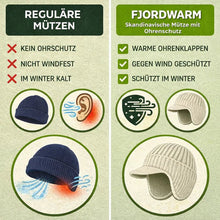 Lade das Bild in den Galerie-Viewer, Fjordwarm Wintermütze mit Ohrenschutz im skandinavischen Design | Unisex-Einheitsgröße