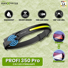Lade das Bild in den Galerie-Viewer, PROFI 350 - 2 IN 1 LED Stirnlampe - Das Original